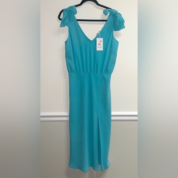 Amanda Uprichard Josephina Slit Blouson Midi Dress in Turquoise NWT Medium - Picture 6 of 9